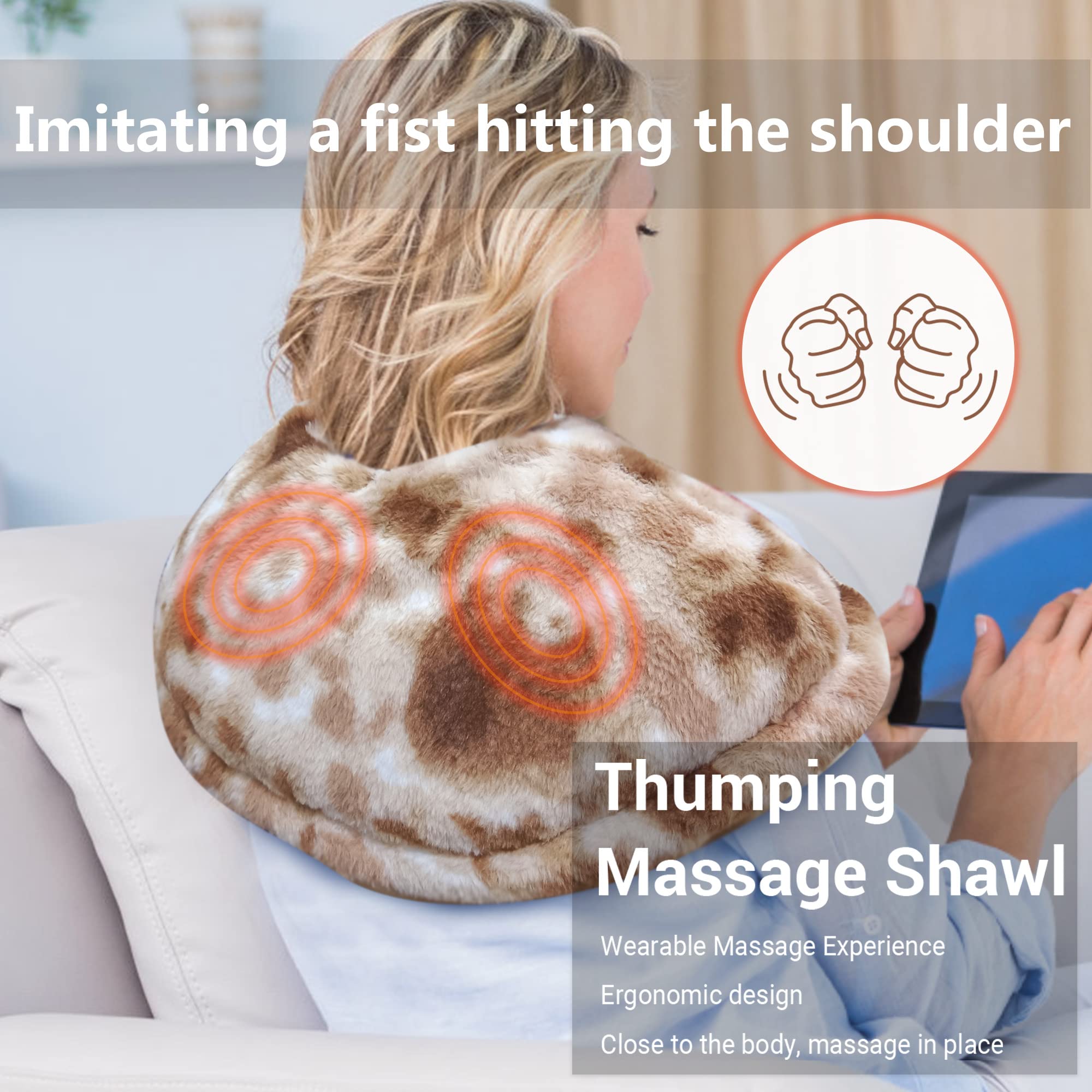 HELLOMOTO electric heating pad massage mode close-up, showing percussive settings for soothing tension.