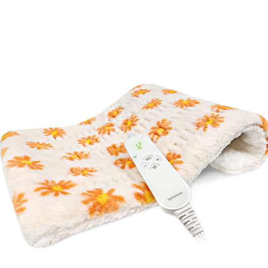 HELLOMOTO heating pad full view showing size and cozy fabric for targeted relief.