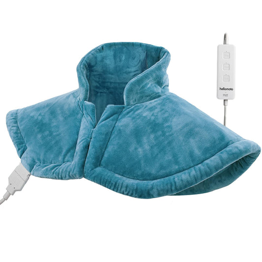 HELLOMOTO weighted heating pad worn on neck and shoulders for hands-free warmth