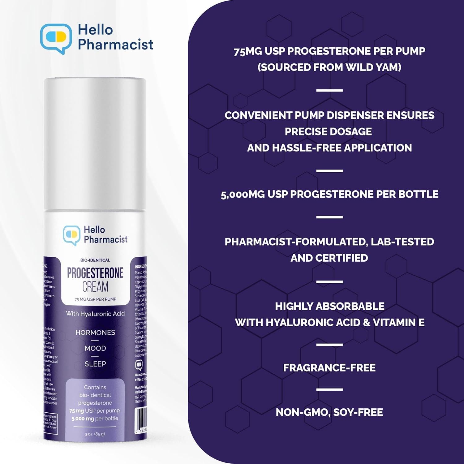 Unscented bioidentical cream for sensitive skin by HelloPharmacist.