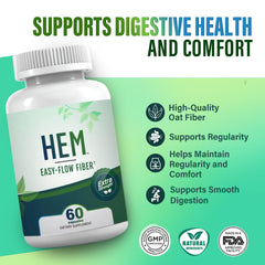 Hem Healer Easy-Flow Fiber label highlighting oat fiber and cayenne benefits