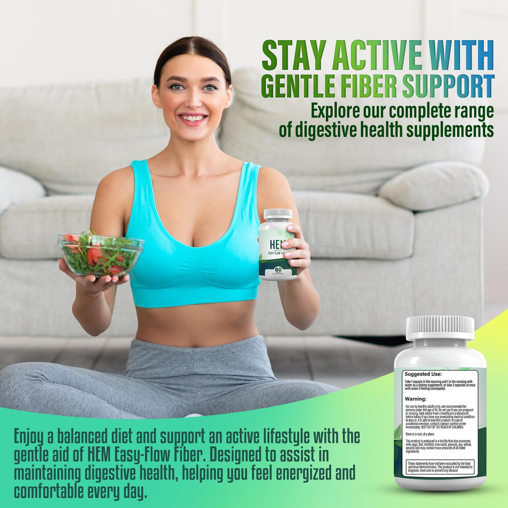 Hem Healer Easy-Flow Fiber packaging box on a kitchen counter
