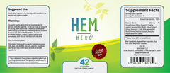 Hem Healer Hem Hero capsules close-up highlighting vegetarian formula for comfortable use.