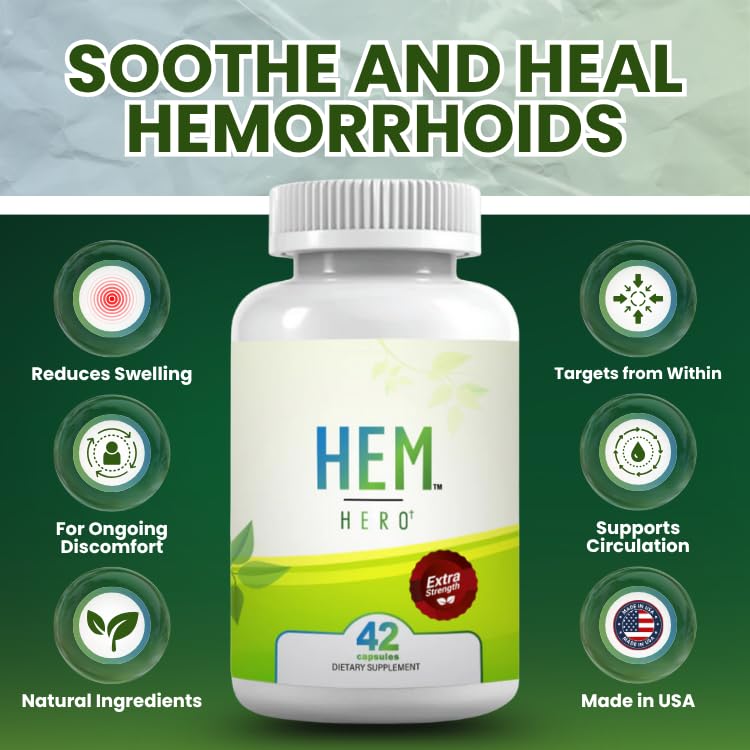 Hem Healer Hem Hero label close-up showcasing natural ingredients.