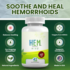 Hem Healer Hem Hero label close-up showcasing natural ingredients.