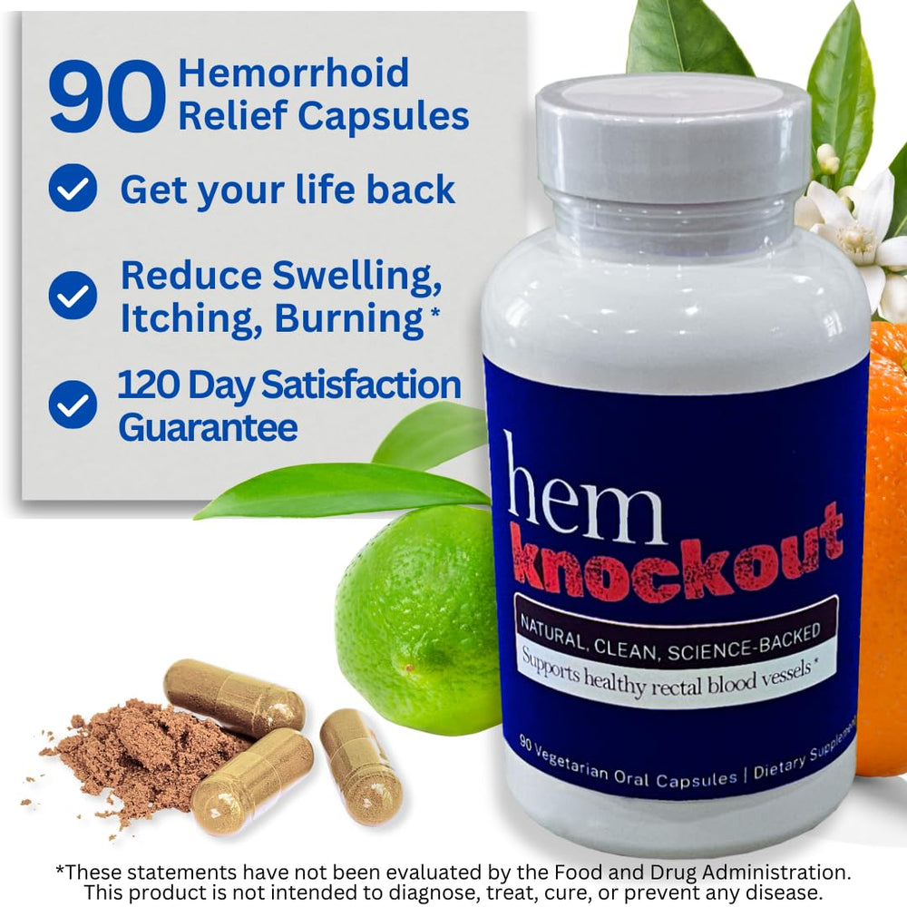 Hem Knockout packaging box highlights a 90-day supply and USA-made production