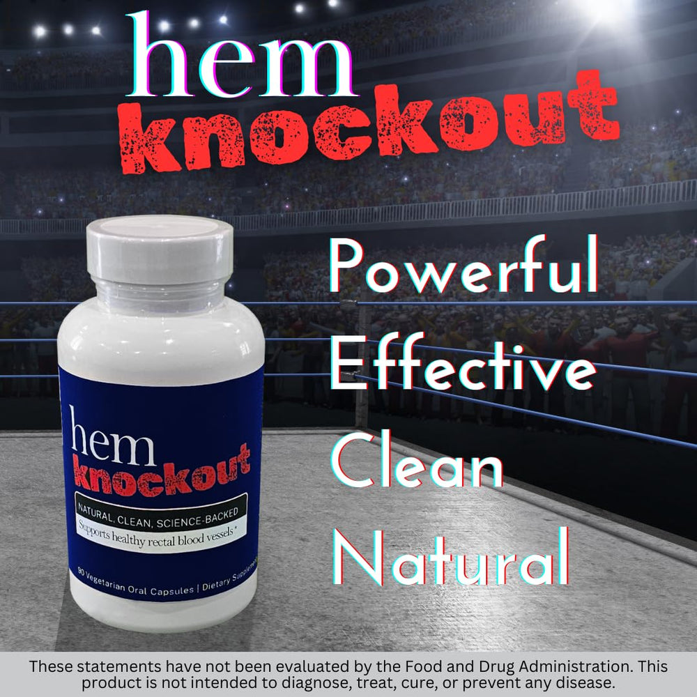 Close-up of Hem Knockout capsules emphasizes natural ingredients and easy daily use