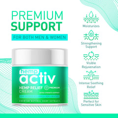 HEMPACTIV Arnica-based formula suggesting natural soothing for muscles and joints.