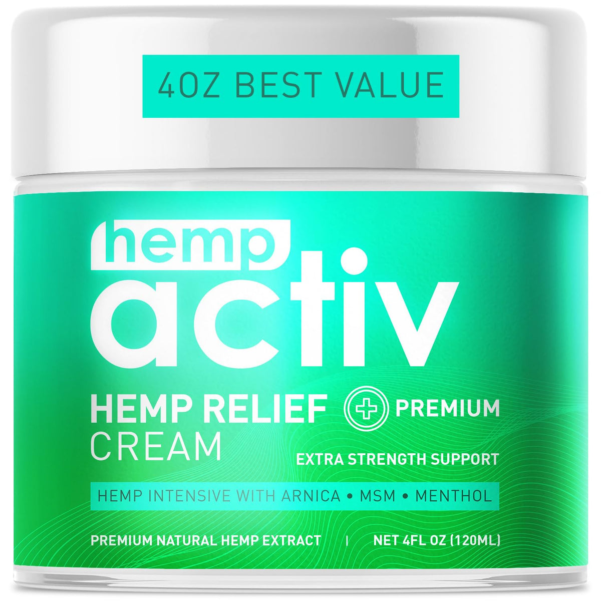 HEMPACTIV cooling cream tub for fast-absorbing relief after activity.