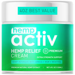 HEMPACTIV cooling cream tub for fast-absorbing relief after activity.