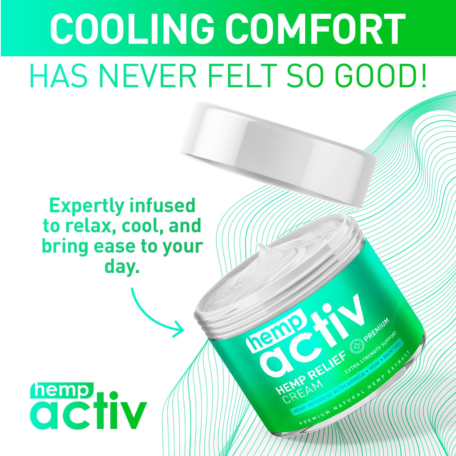 HEMPACTIV smooth non-greasy finish without residue on skin.