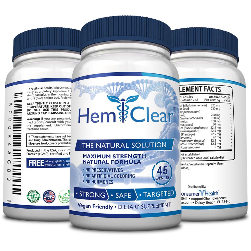 HemClear capsules with butcher's broom and ginger signaling circulation support.