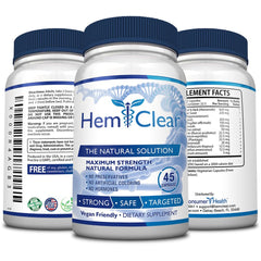 HemClear capsules with butcher's broom and ginger signaling circulation support.