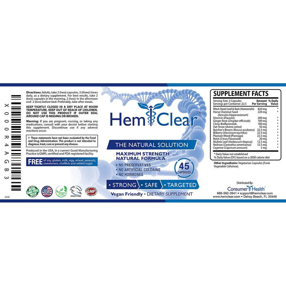 HemClear manufacturing stamp indicates USA origin and GMP-compliant quality.