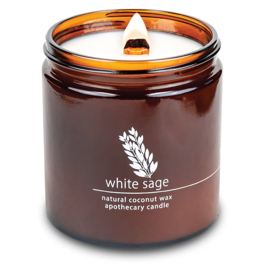 Hemlock Park crackling wood wick candle for cozy living room ambience.