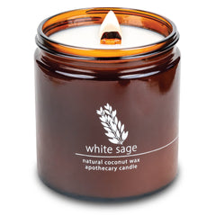 Hemlock Park crackling wood wick candle for cozy living room ambience.