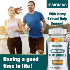 HEMOMAC hemp gummies on nightstand hints at a nightly routine.