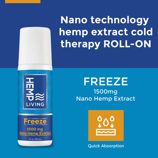 Applying HEMP LIVING Freeze Roll On to the knee for targeted relief