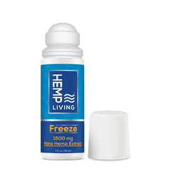 HEMP LIVING Freeze Roll On bottle for quick cooling relief