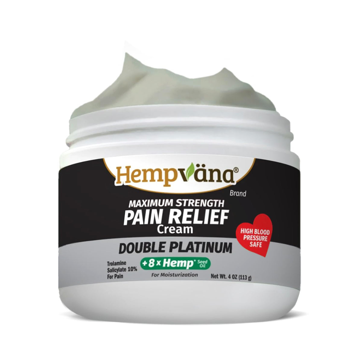 Hempvana Double Platinum Relief Cream bottle pour showing easy application