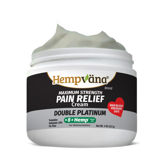 Hempvana Double Platinum Relief Cream bottle pour showing easy application