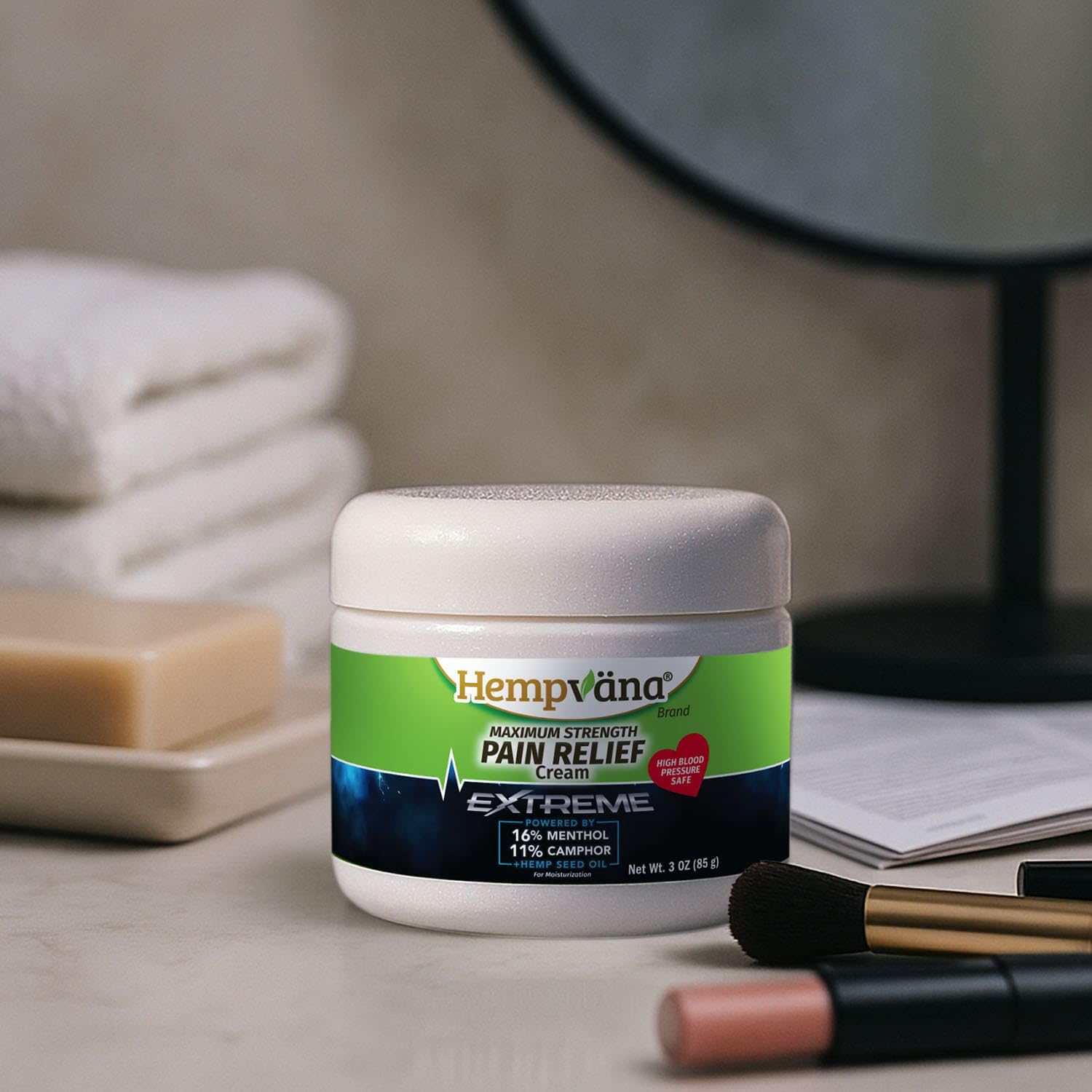 Hemp seed oil in Hempvana Extreme moisturizes skin during relief.