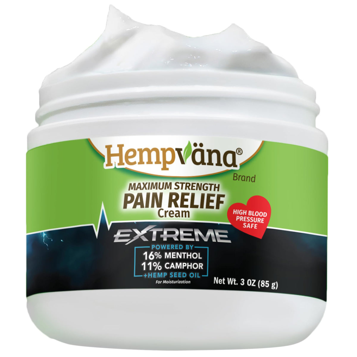 Hempvana Extreme Pain Relief Cream tube front for fast, targeted relief.