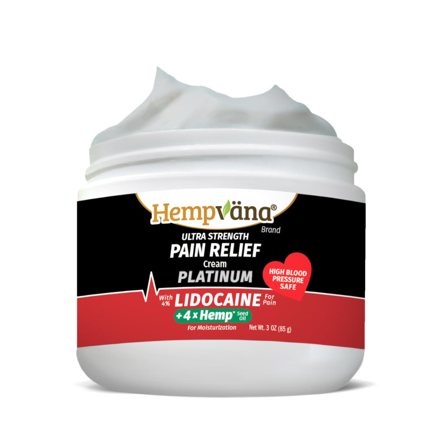 Hempvana Platinum Lidocaine Relief Cream tube for targeted pain relief.