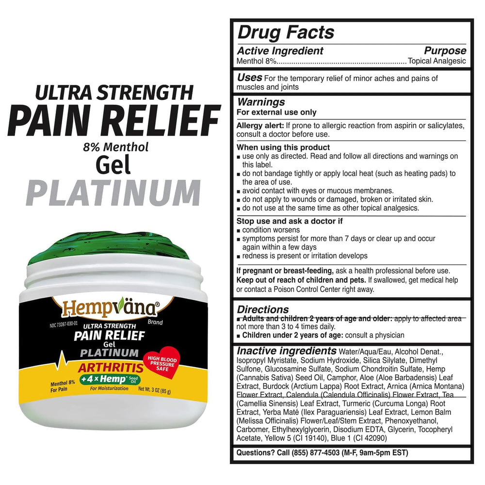 Hempvana Platinum gel with menthol cooling effect in use