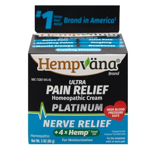 Hempvana Platinum Nerve Relief Cream label close-up highlights benefits