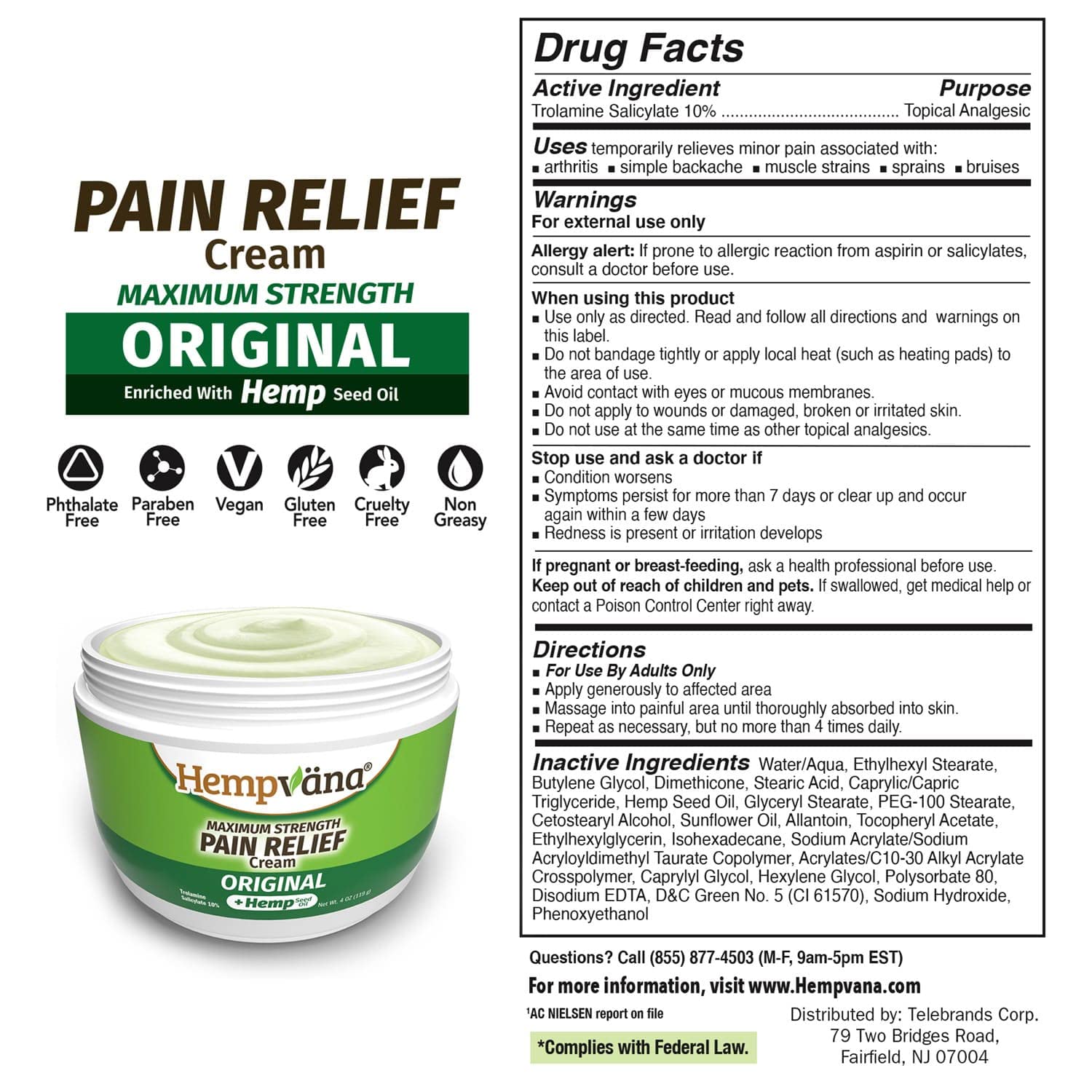 Hempvana Relief Cream on skin emphasizes non-greasy hydration.