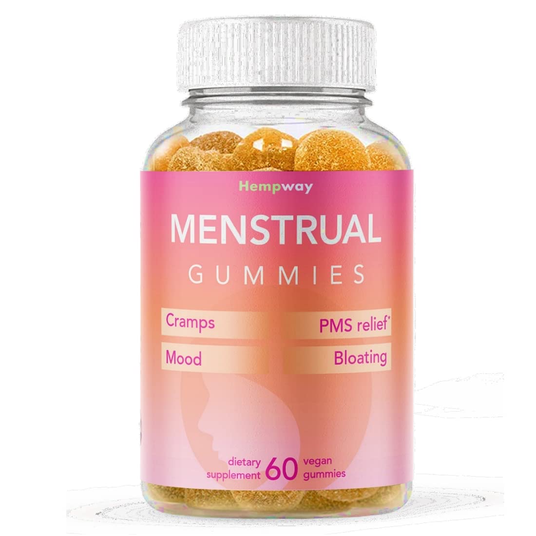 HEMPWAY menstrual gummies orange bottle for cycle comfort and daily routine