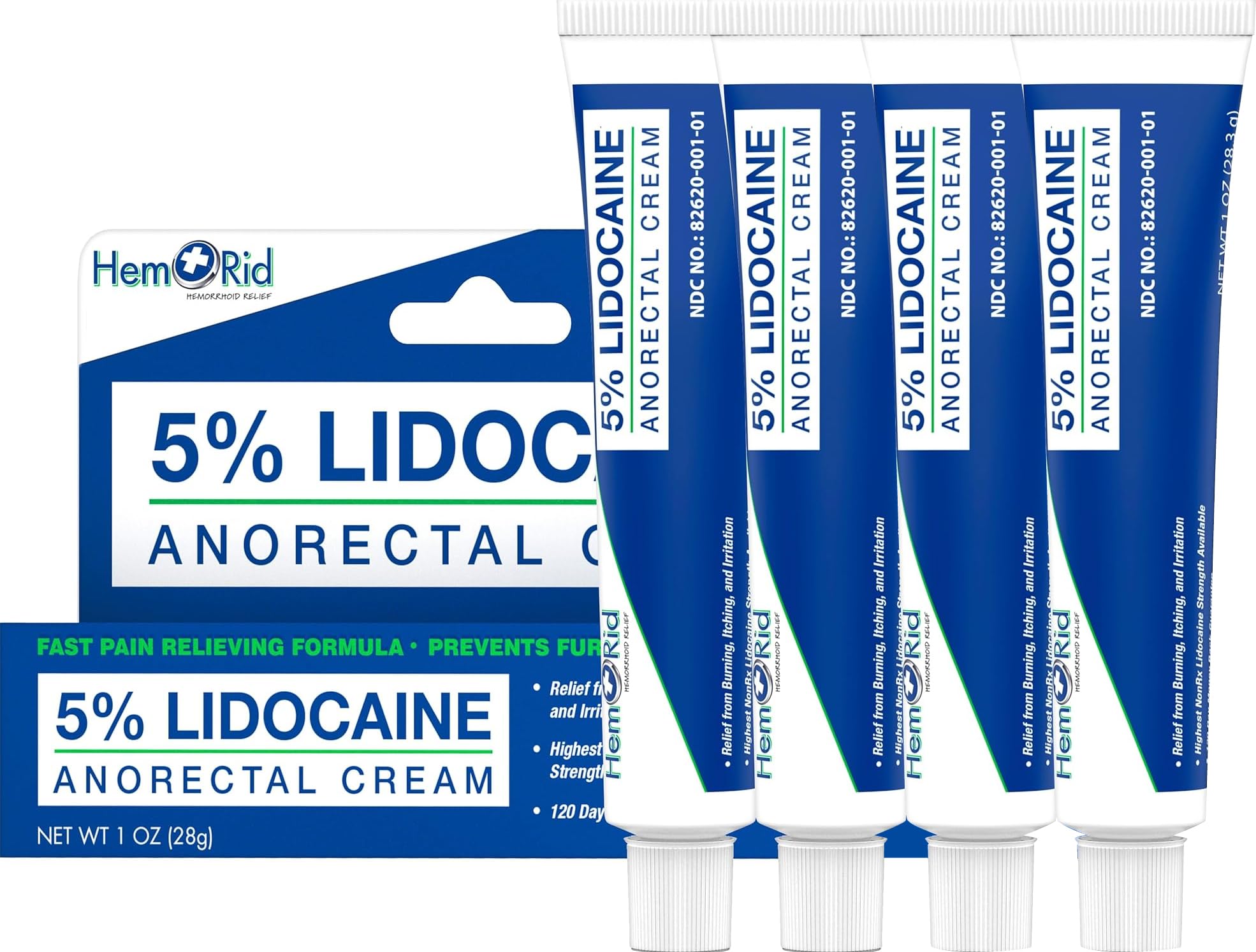 HemRid lidocaine cream tube ready for quick relief on troubled area