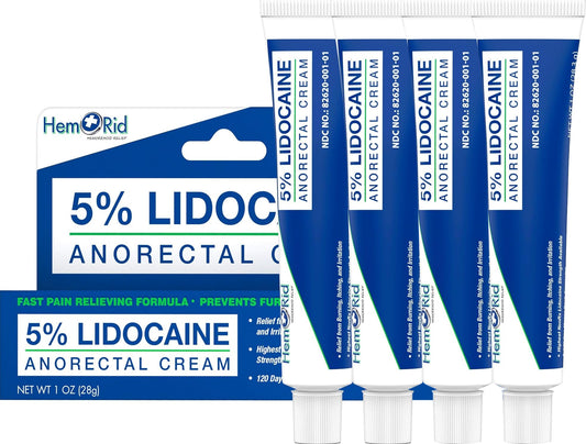 HemRid lidocaine cream tube ready for quick relief on troubled area