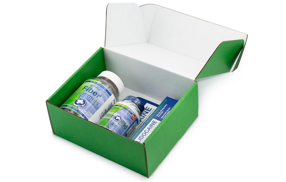 Morning routine with HemRid capsules and gummies.