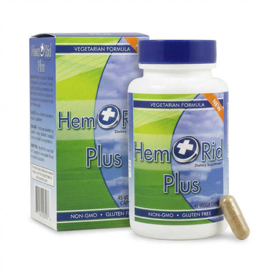 Close-up of HemRid Plus capsules for easy daily use
