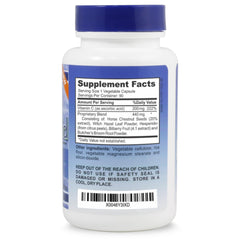 Illustration of key ingredients like horse chestnut and witch hazel for circulation support