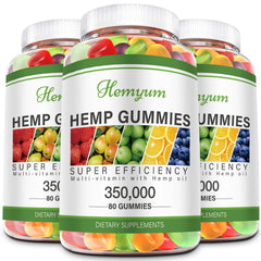 Hemyum Hemp Gummies bottle-front view for convenient daily wellness support.