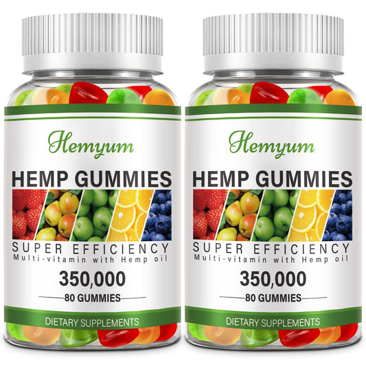 Hemyum hemp gummies 2-pack front view for a convenient nightly routine, supports calm evenings.