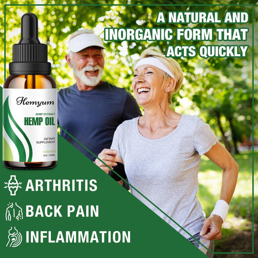 Hemyum Hemp Oil Drops pour shows convenient dropper for easy dosing