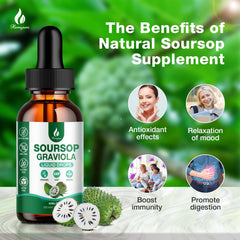 Hemyum Soursop Drops bottle front view highlights premium tincture for easy dosing.