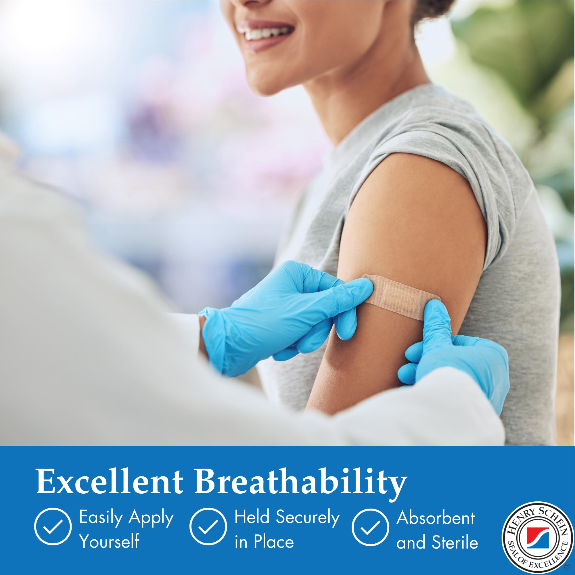 Henry Schein sheer coverage bandages stay discreet during daily activities.