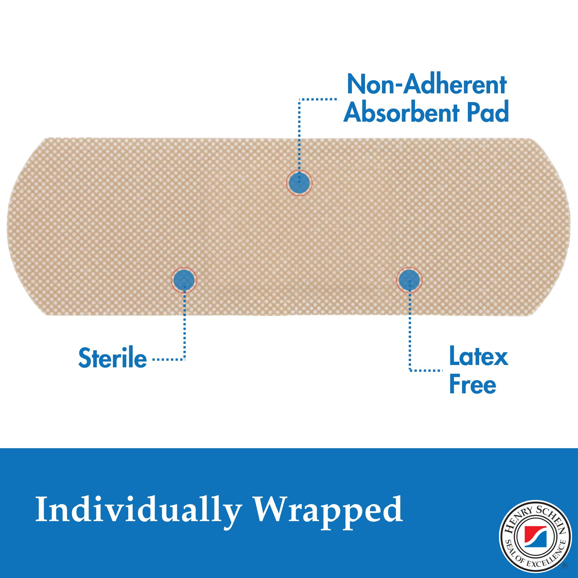 Henry Schein waterproof barrier bandage with flexible plastic moves with skin.