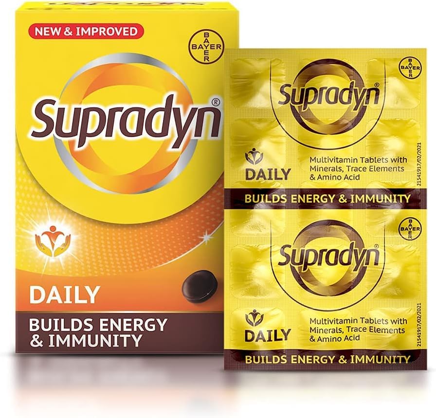 The HENU Supradyn daily multivitamin bottle supports everyday energy.