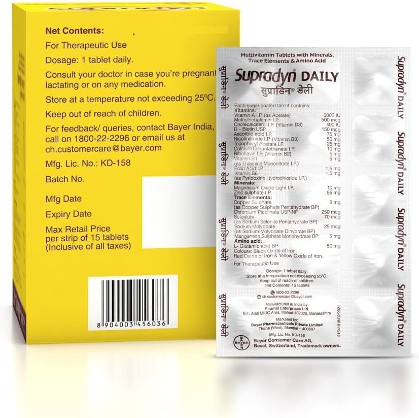 HENU Supradyn tablets close-up show coated, easy-to-swallow pills.