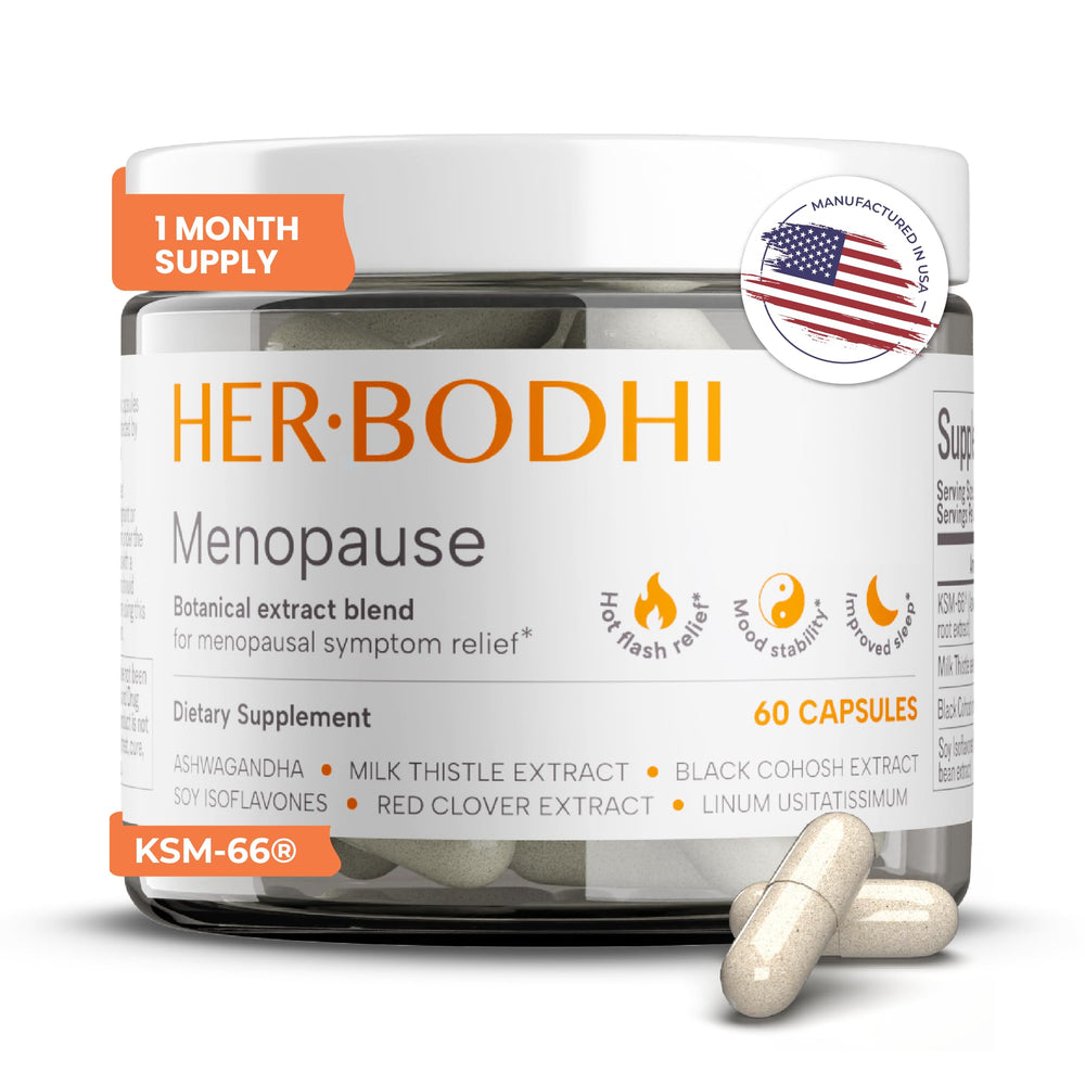 Her Bodhi MENO bottle front signaling potential menopause relief