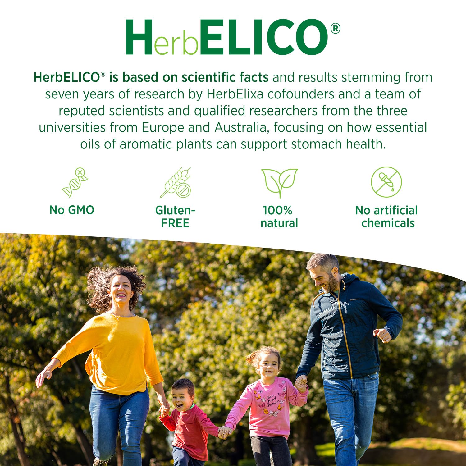 HerbELICO capsules in hand suggest easy daily routine
