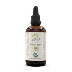 HerbEra Maqui Berry B120 tincture bottle showing organic alcohol-free extract and quality