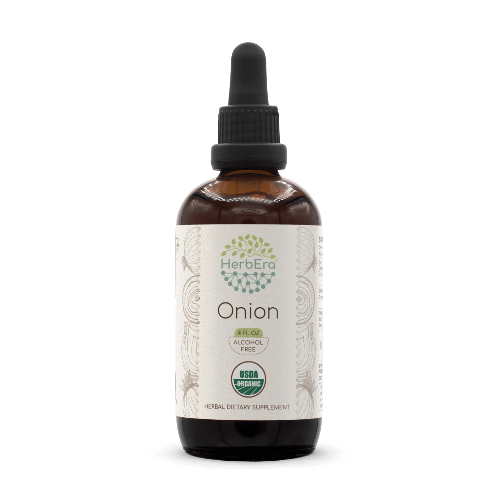 HerbEra Onion B120 tincture bottle pour, alcohol-free extract for clean herbal support