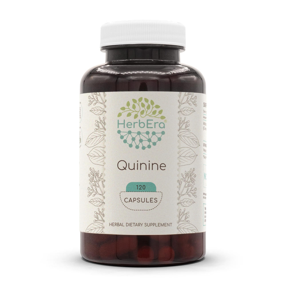HerbEra Quinine capsules bottle close-up for easy daily use.
